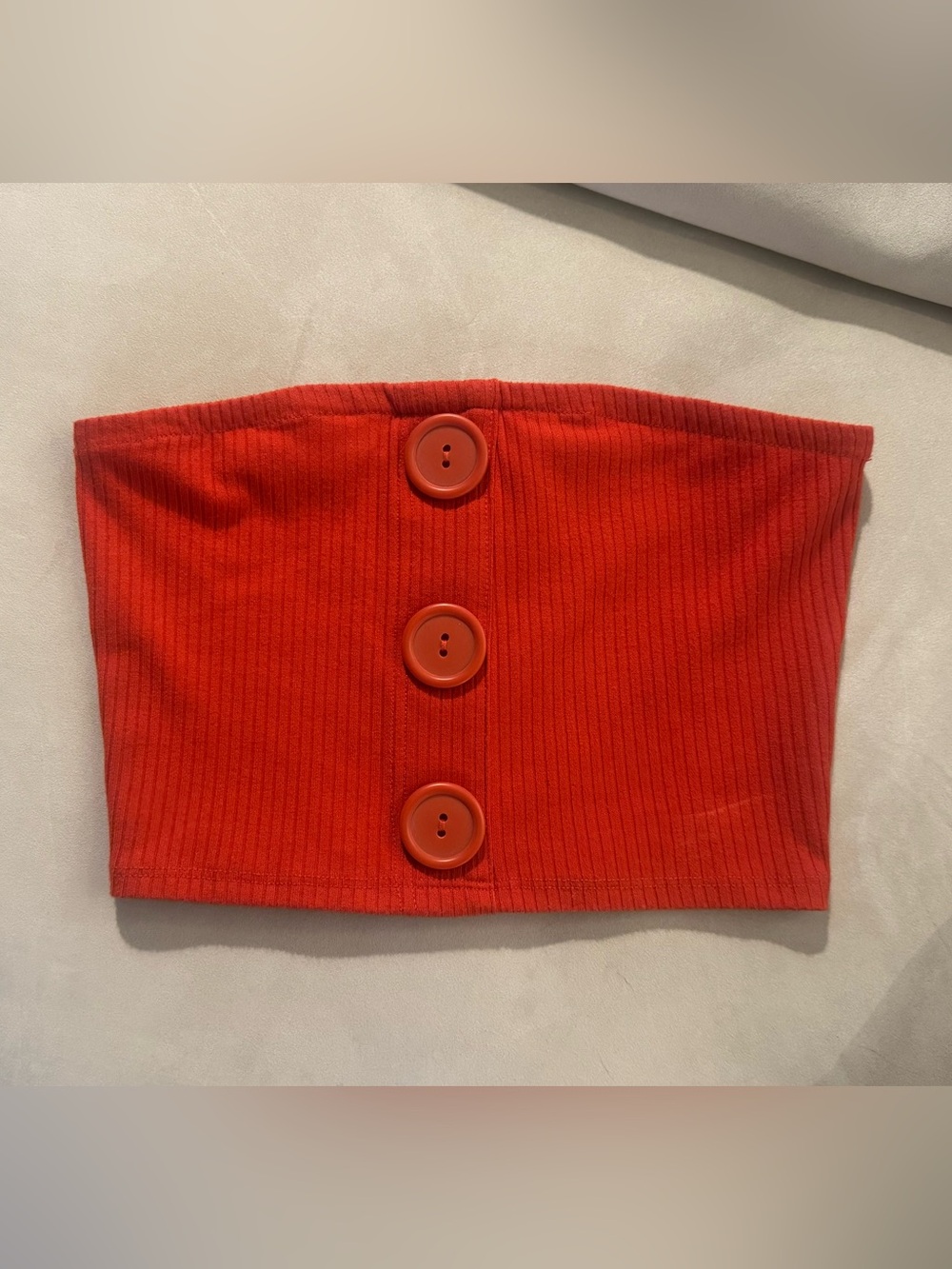 Red Ribbed Button-Front Women's Skirt